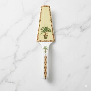 Formalities by Baum Bros Cake Server Palm Tree Tropical Ceramic